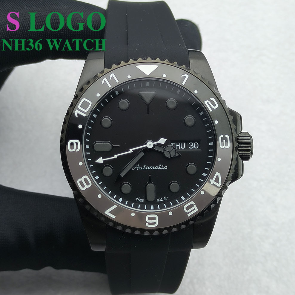 Sapphire Crystal Display - Montre mécanique noire en acier inoxydable