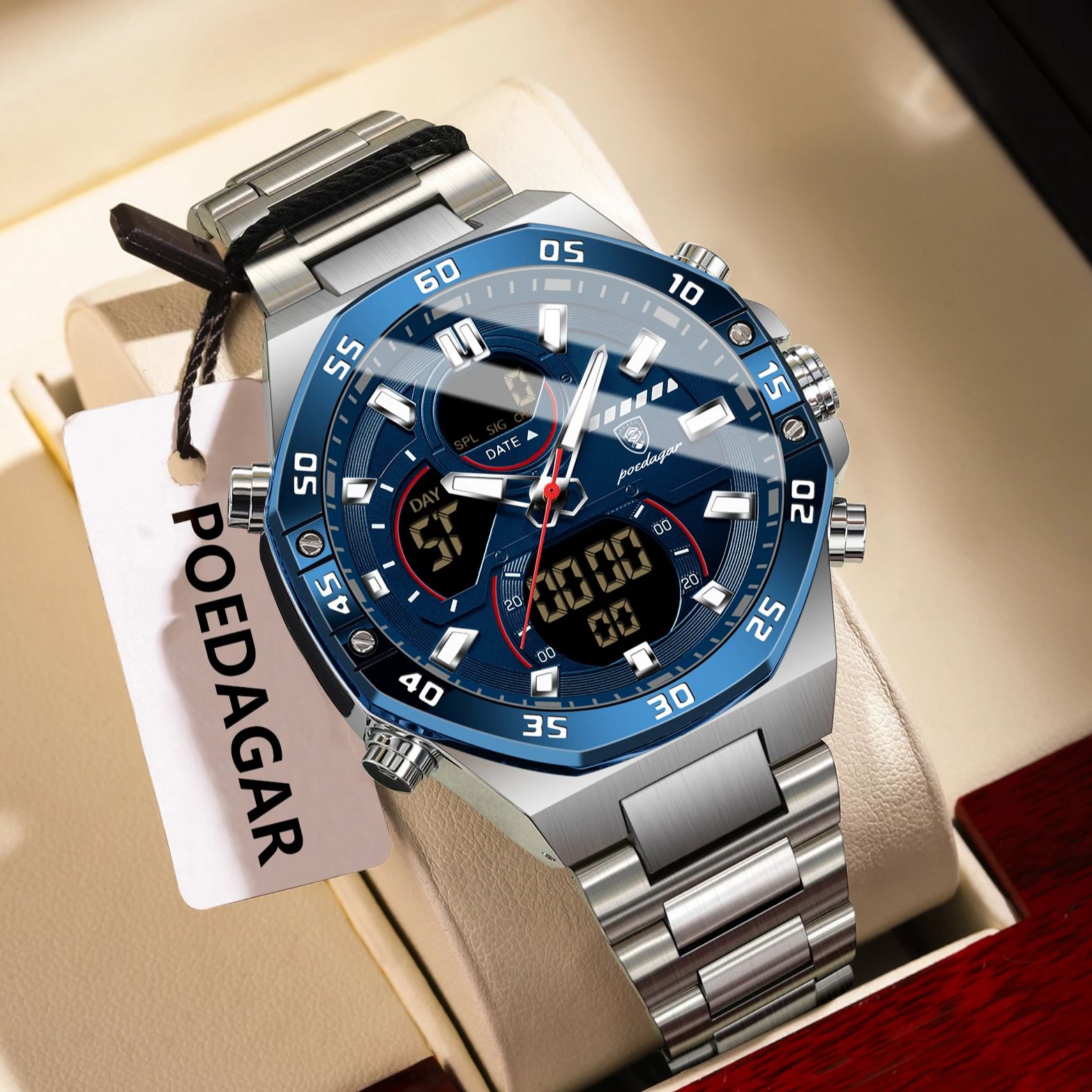 Minute Repeater Watch - POEDAGAR Top hommes horloge LED lumineux