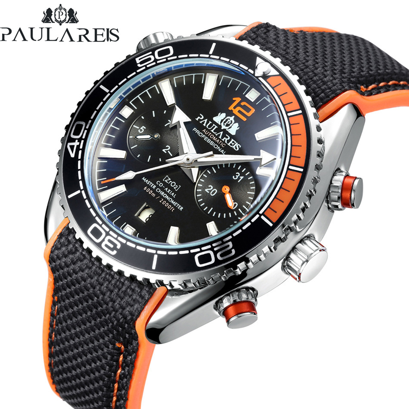 Luxury Watch Rubber Strap - PAULAREIS P luxe hommes automatique auto