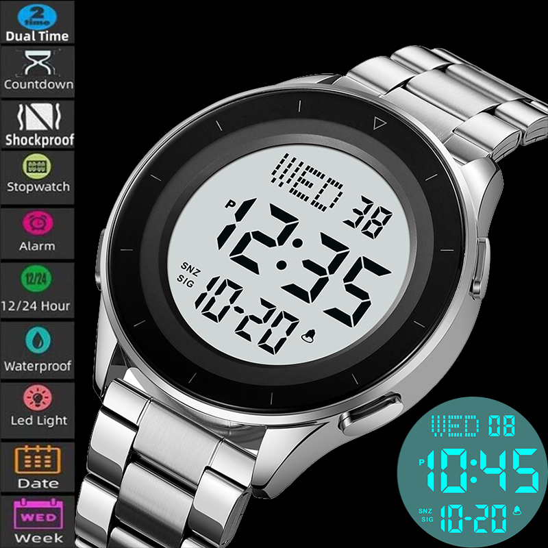 Minute Repeater Watch - Skmei-Montre-bracelet numérique à LED pour touristes,