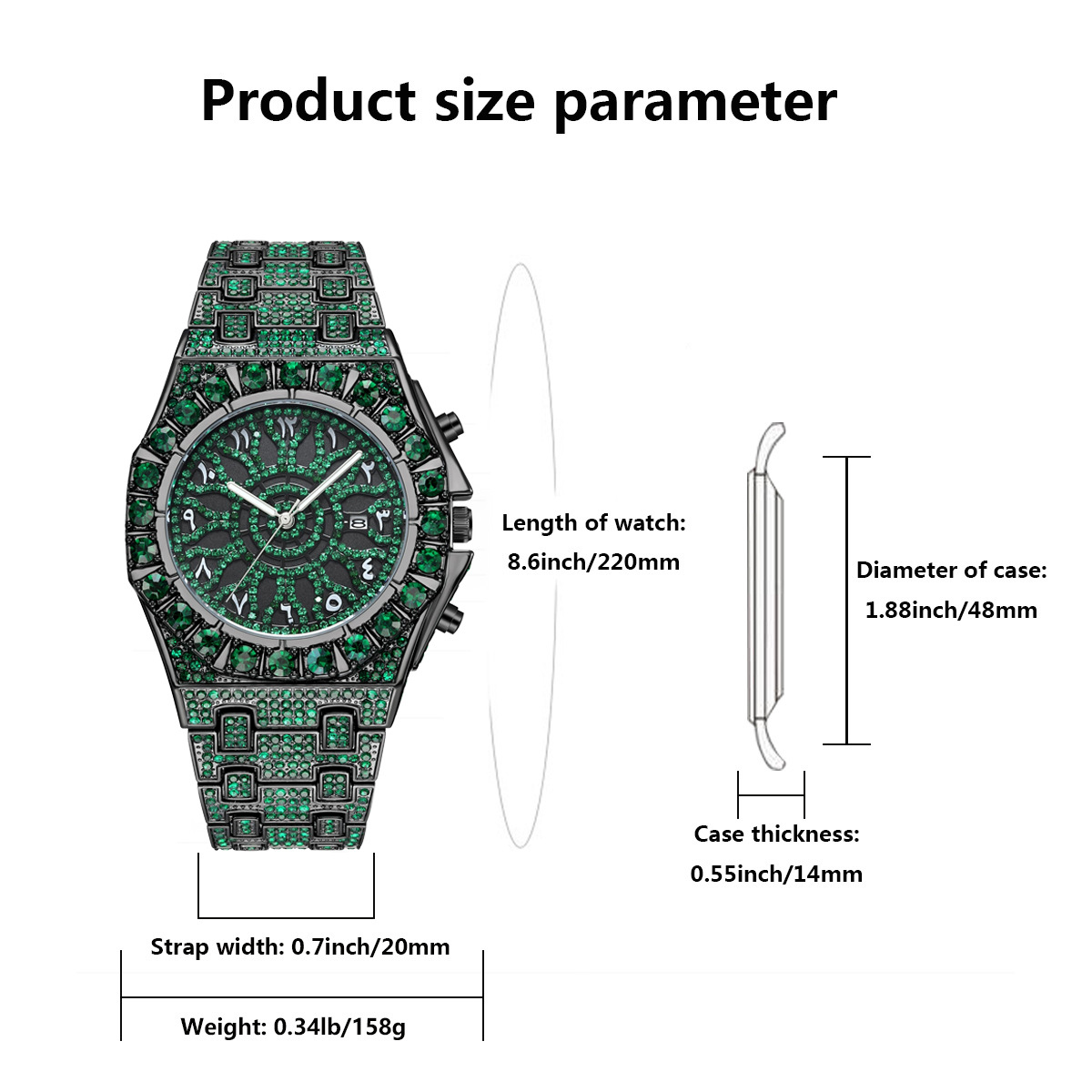 Montre-bracelet Hip Hop Green  - Luxury Watch And Jewelry Brand avis et prix